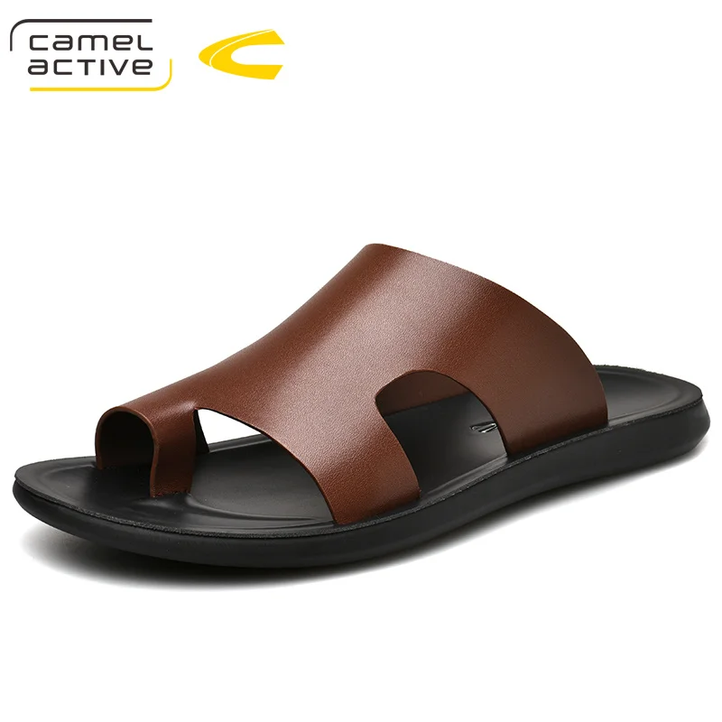 Коричневый Camel Active Новая Мужская обувь плоской подошве банные шлепанцы летние сандалии для использования вне помещений; Повседневное; нескользящие Вьетнамки; пляжная обувь - Цвет: Коричневый