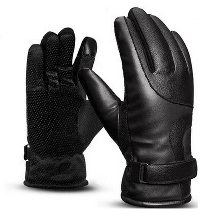 CKAHSBI перчатки для велоспорта Зимние перчатки для сноуборда мужские и женские для езды на мотоцикле и катания на лыжах для верховой езды теплые ветрозащитные уличные Нескользящие лыжные перчатки - Цвет: Q331 Leather Black