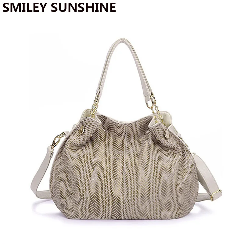 

High quality serpentine prints genuine leather women bag fashion leather handbags female big shoulder bags ladies hobos tote bag