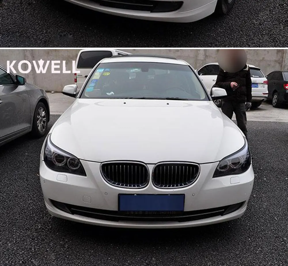 Kowell Автомобиль Стайлинг для 5 серии E60 фары 2003-10 для E60 светодиодный налобный фонарь Ангел глаз СИД DRL спереди света Биксеноновая объектив ксенон ч