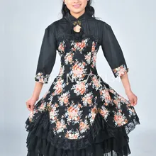 По последнему дизайну, чёрный цвет, одежда принцессы, хлопок, цветочный рисунок в стиле «Готик Лолита» в стиле стимпанк платье Japnaese девушка Kawaii Платье До Колена