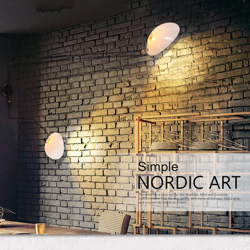  Minimalist modern nordic wall lamp with switch adjustble design flexible long arm arts indoor light - 32966156672