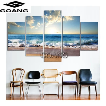 

5PCS 5d diy diamond painting cross stitch kits diamond embroidery landscape full square diamond mosaic sticker blue sea beach