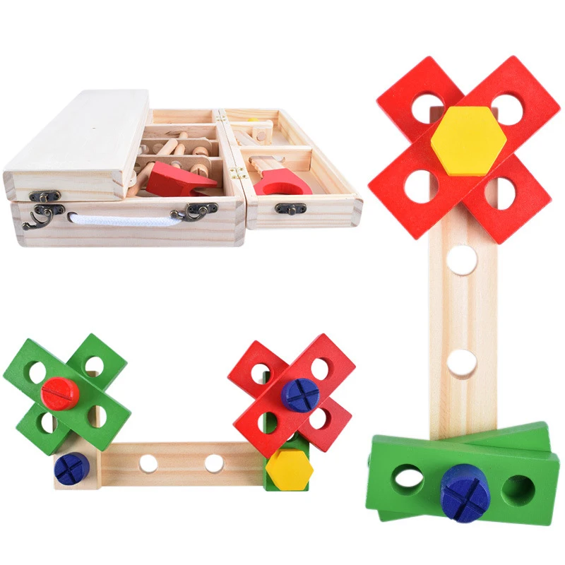 Монтессори обучающая деревянная модель ящика для инструментов набор игрушек ремонтные инструменты дети ролевые игры игрушки развивающий строительный инструмент наборы