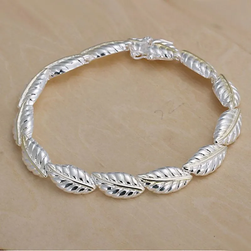 Free Shipping Wholesale silver bracelet plated jewelry Feather Bracelet /AUDHVCBC WYFNYEWR | Украшения и аксессуары