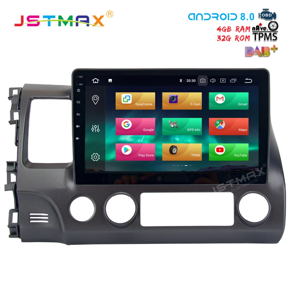Sale JSTMAX 10.2" Android 8.0 car dvd for Honda Civic 2006-2011 Auto Radio GPS navi Octa Core 4GB 32GB Multimedia headunit (NO dvd) 4