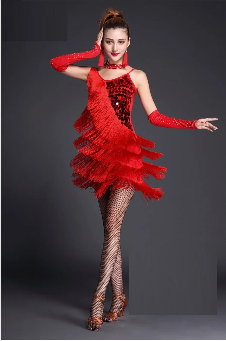 Красный Латинской Танцевальный костюм s Женская одежда для латиноамериканских танцев Танцевальный костюм платья танцевальный зал