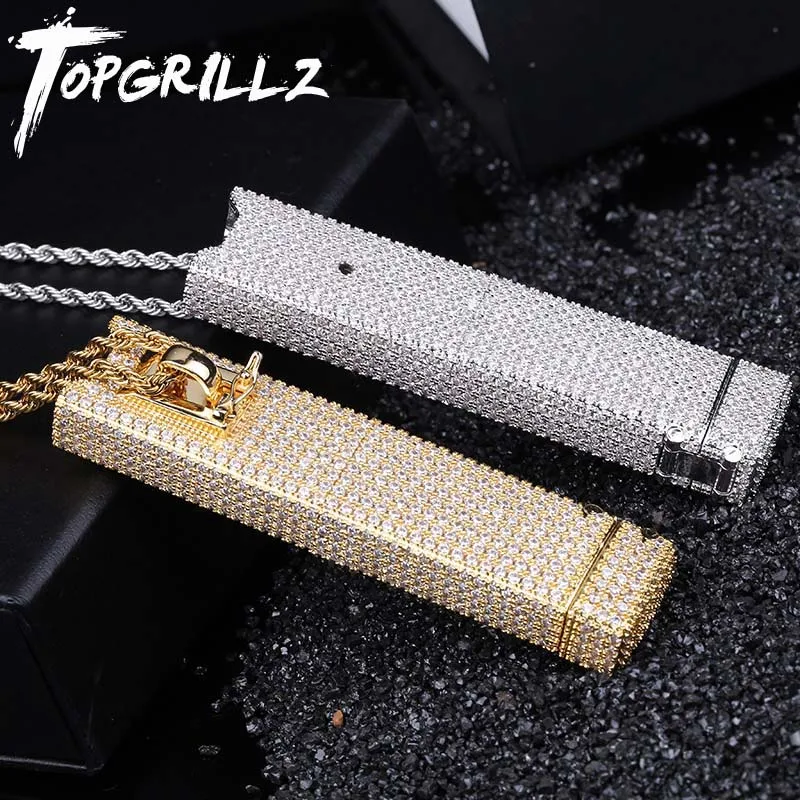 TOPGRILLZ Juul чехол со льдом ожерелье с теннисной цепочкой AAA Bling кубический циркон мужские хип хоп звенья ювелирные изделия