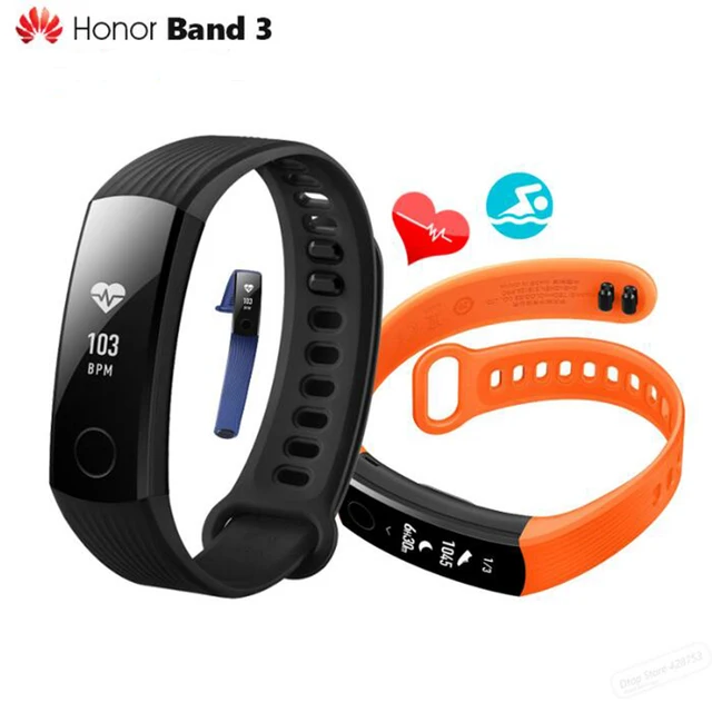 Original Huawei Honor Band 3 Smart Wristband Swimmable 5ATM 0.91" OLED Screen Touchpad Heart