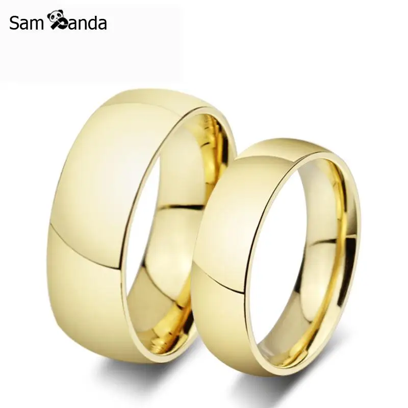 

Gold Colour pair Titanium Steel Ring Men Wedding Band Tungsten Carbide Casual Ring For Women Men Lover Fashion Jewellery Gift