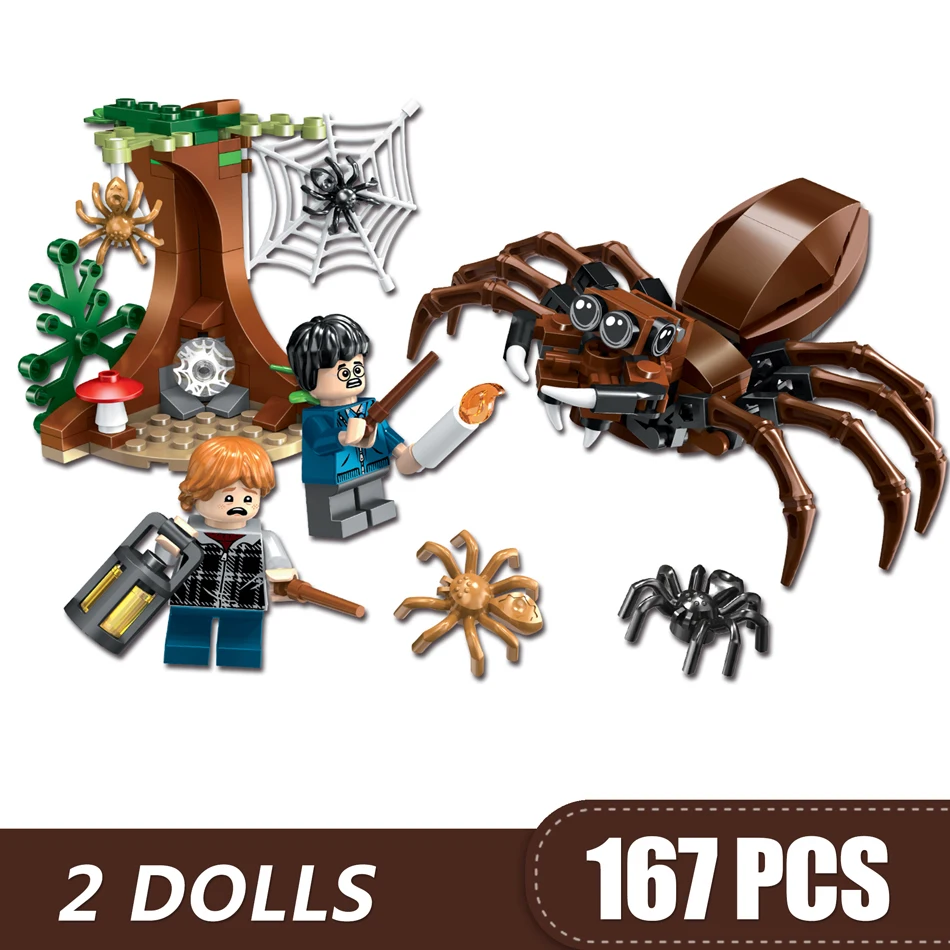 

167PCS Small Building Blocks Compatible with Legoe Harry Aragog's Lair Potter Toys for children girls boys Gift DIY