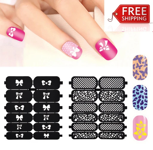 new flower stamping nail art hollow sticker templates nail stencils