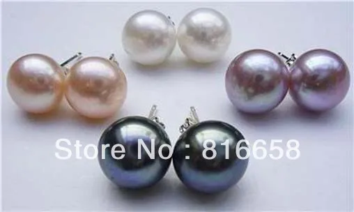 

Free shipping@@8-9mm 4PCS White Black Purple&Pink Akoya Cultured Pearl Earring AAA 6.10