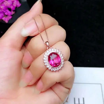 

shilovem 925 silver sterling natural topaz pink woman trendy fine new plant party gift Jewelry wholesale yhz081002agfb