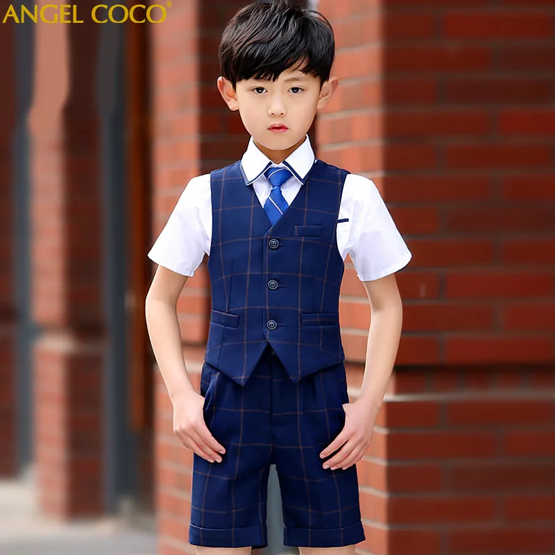

Boys Suits For Weddings Shorts Boys Short-Sleeved Vest Suit Children'S Choral Performances Show Clothes Terno Infantil Menino