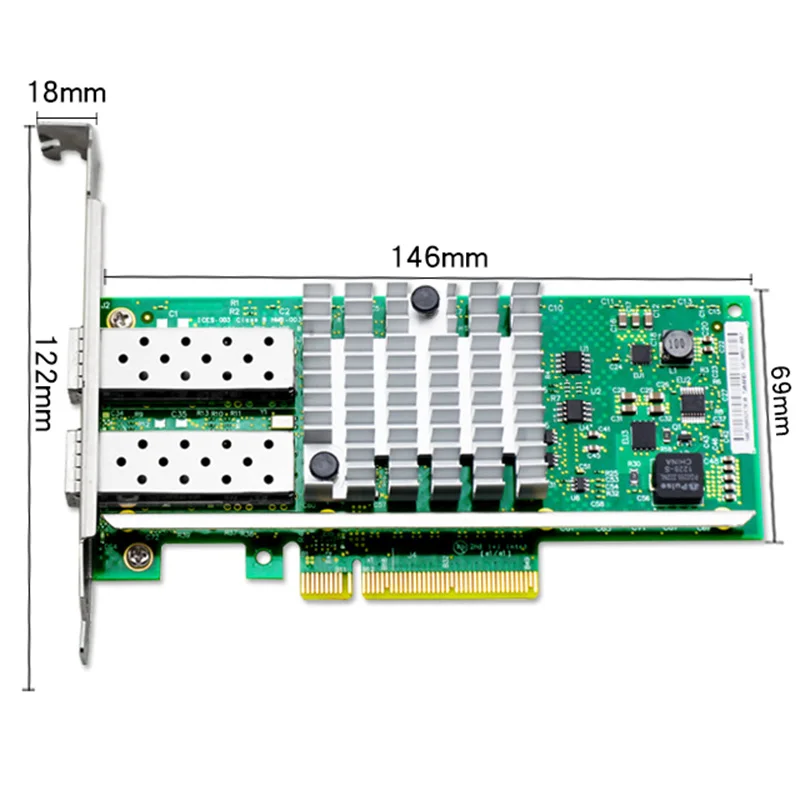 

UNICACA AN8599-DF2 X520-DA2 Chipset Intel 82599ES Ethernet Svr Adapter 10Gbps PCI Express 2.0 x8 2 x SFP+