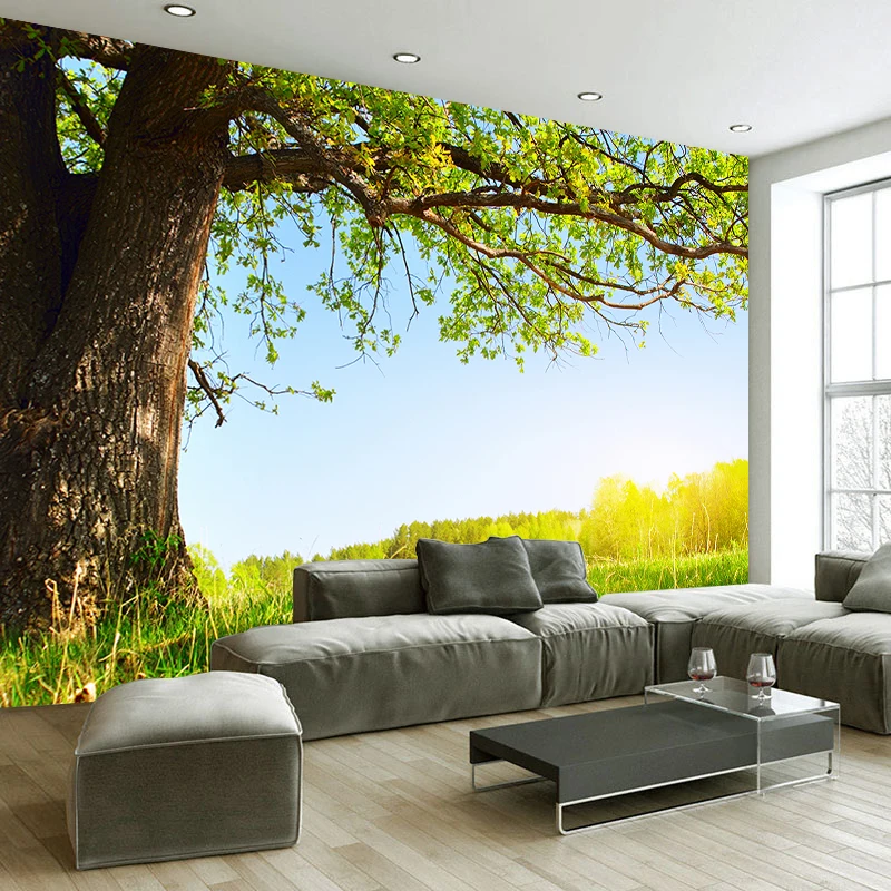 

JiaSheMeiJu Custom Large Brand Non-woven 3D Photo Wallpaper Tree Landscape Living Room Papel De Parede 3D Mural Wallpaper Decor