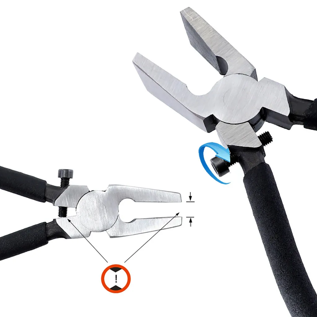 Плоскогубцы с плоской насадкой для стеклянной витражной мозаики с регулируемым винтом, плоскогубцы, ручные инструменты