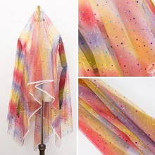 Радужная тюль ткань со звездами блестящая Сетка кружевная ткань для платья фоновая фотография Рождество украшение dor 25*150 см/шт TJ0261