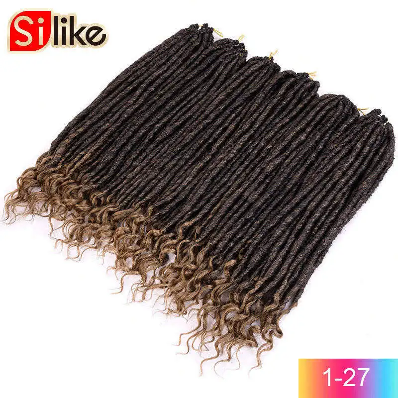 Silike 14 18 дюймов мягкие Faux Locs Curly концы крючком плетение волос синтетические волосы для наращивания 24 подставки/упаковка богиня искусственный Locs