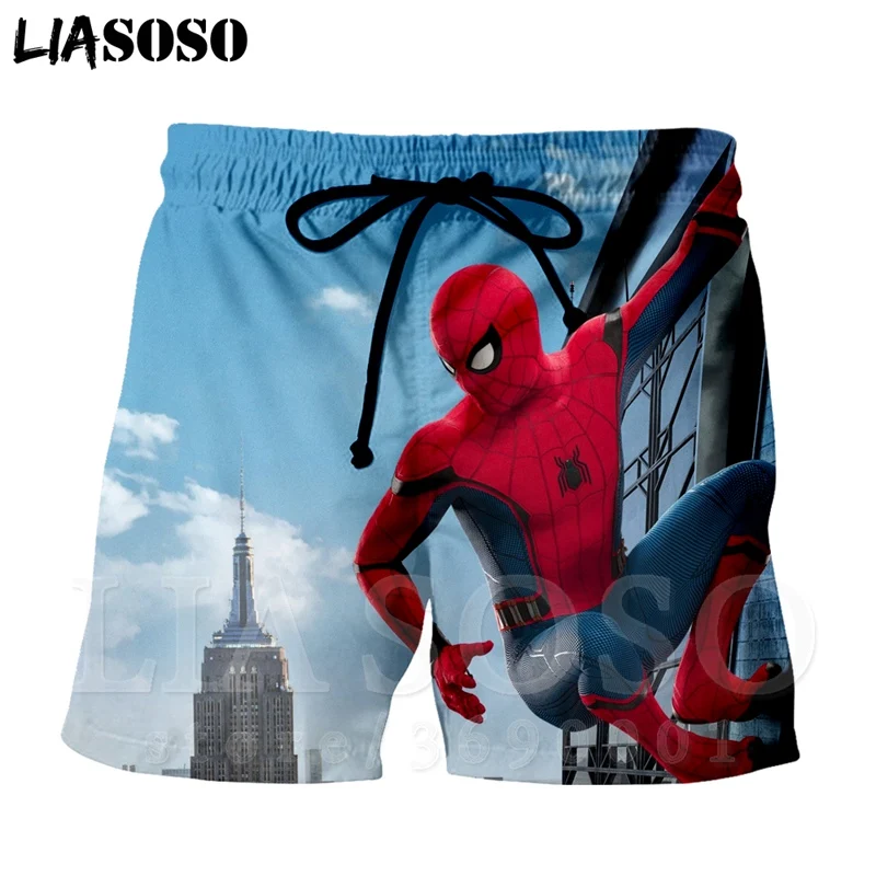 LIASOSO новые 3d принты мстители супергерой Супермен Человек-паук Модные мужские шорты пляжные шорты бордшорты брюки X1170