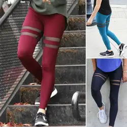 2018 Новая мода Фитнес леггинсы Для женщин пикантные Для женщин женские леггинсы сетки тренировки скинни цвета — красный, синий, черный