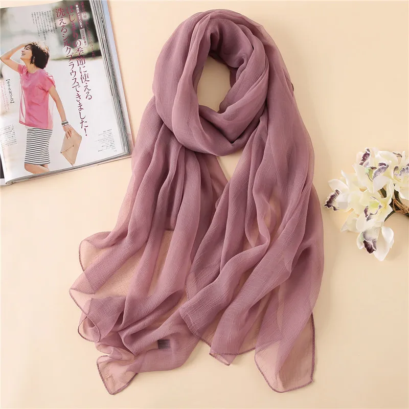 

2019 new summer silk scarf for women shawl and wrap solid candy color pashmina oversized beach stoles foulard hijab female