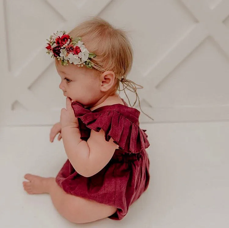 Crianças sem Mangas Roupas do Bebê Recém-nascido Meninas Babados Macacão Bebe Um-pieces Verão Backcross Menina Playsuit Macacões 5 High Quality Mamãe e Bebê
