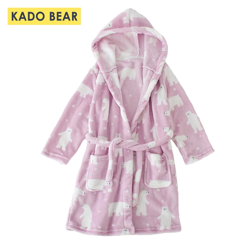 Baby Boy Flannel Hooded Towel Robe Girls Sleepwear Children Velvet