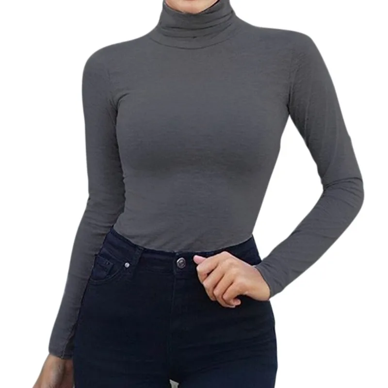 2018 Women Turtleneck Bodycon Sheath Playsuits Sexy Jumpsuits Long Sleeve Women Bodysuits