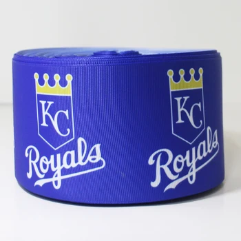 

50yards 7/8" 1" 1.5" 2" 3" 22mm 25mm 38mm 50mm 75mm KC baseball team printed grosgrain ribbon for party gift decoration headband