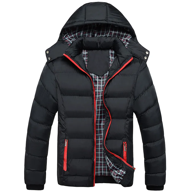 New winter jacket men outwear fashion cotton down coat with Removable hood slim fit parka jacket men brand clothing size XL~4XL