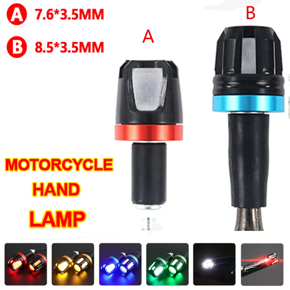 

2 Pcs LED Motorcycle Handlebar End Turn Signal Light Universal 16-18mm Indicator Flasher Handle Bar Blinker Side Marker Lamp