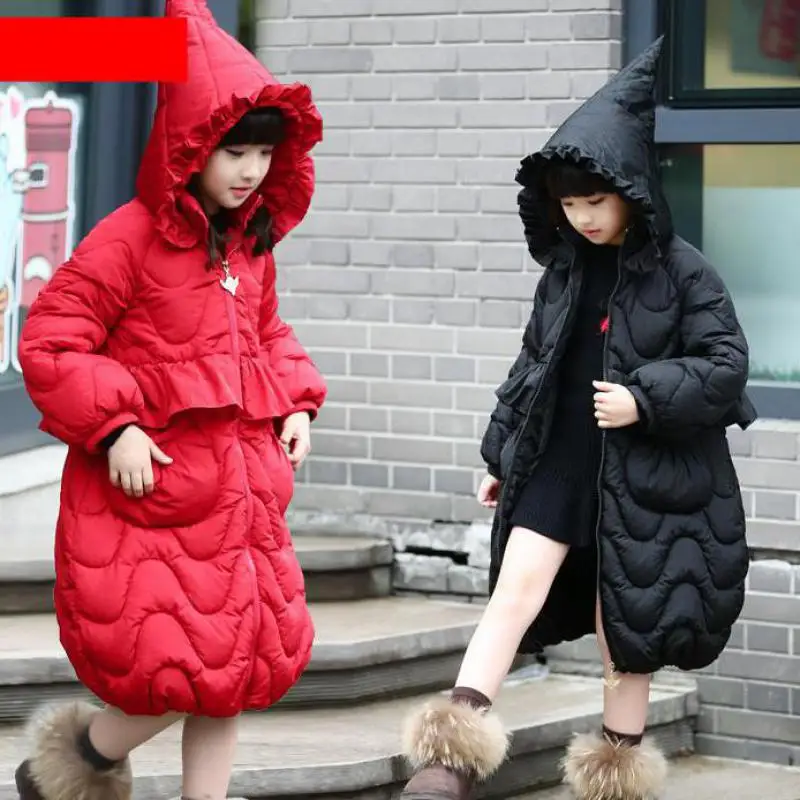 

New 2018 Fashion Children Winter Jacket Girls Winter Coat Kids Warm Hooded Long Down Coats For Teenage Winterjas Meisjes Costume
