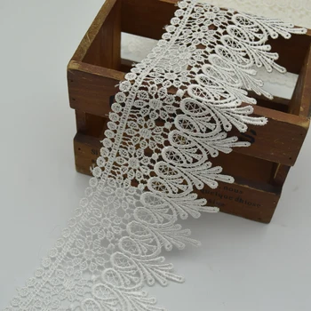 

Vintage off white Wedding Bridal Embroidered Lace Edge Trim Ribbon Applique DIY Sewing Crafts 9.5cm wide