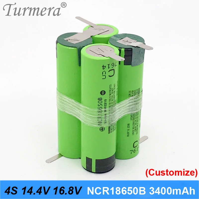 4s battery 18650 pack ncr18650b 3400mah 16.8v 14.4v welding solder battery for screwdriver tools battery customized battery