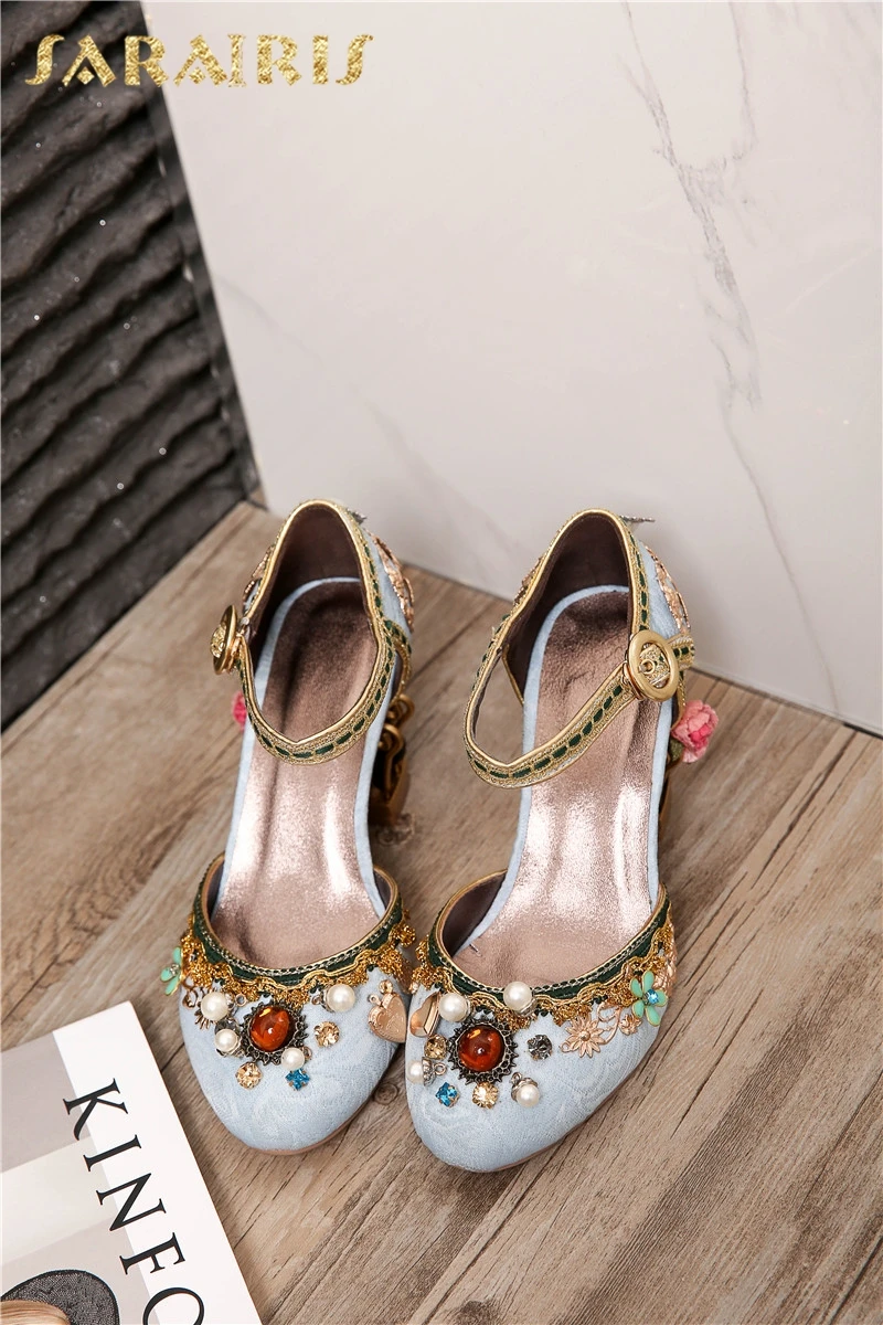 SARAIRIS/ г. летние женские бархатные сандалии на высоком каблуке, большие размеры 34-43 женские свадебные туфли для вечеринки