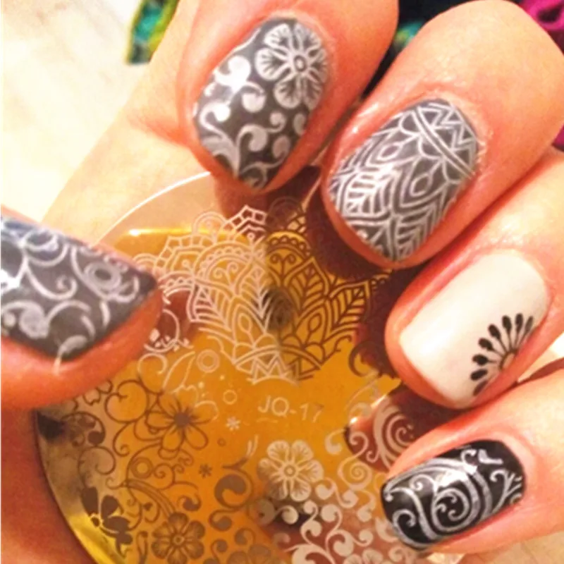 1 шт красота цветок стили полировка изображений печать ногтей штамповки пластины дизайн ногтей шаблоны трафареты маникюр инструменты для укладки SAJQN-17