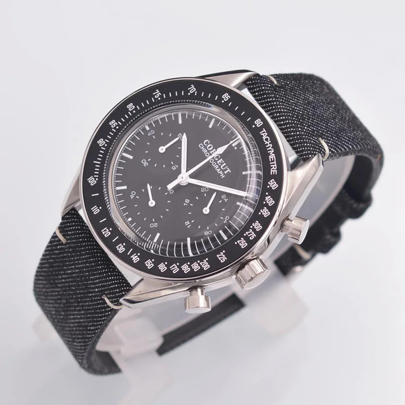 

Corgeut 40mm Watch Men Fashion Sport Multifunction Quartz Clock Mens Watches Top Brand Luxury 24 hours full chronograph Wrist