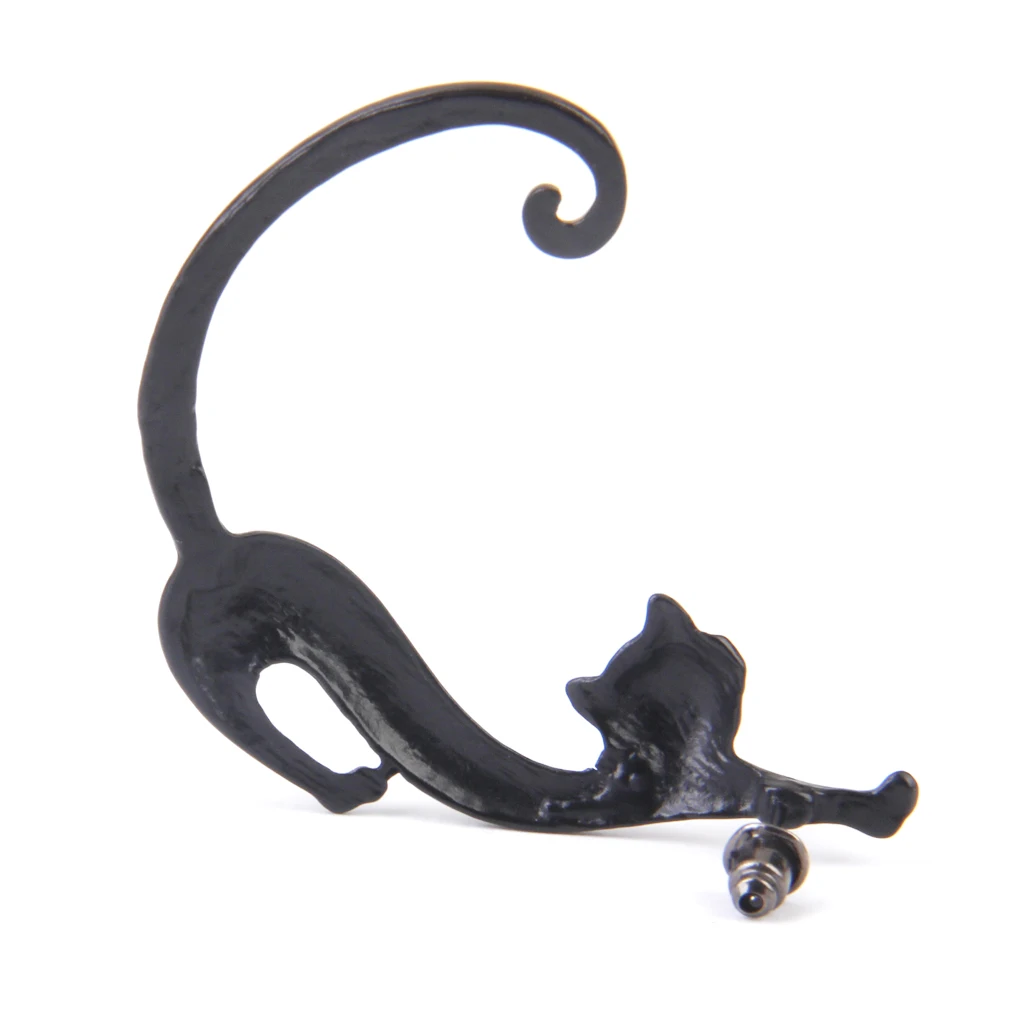 Phenovo 1pc Fashion Design Punk Gothic Alloy Long Tail Cat Earring Single Charm Ear Stud for Men Women Earrings Jewelry Party