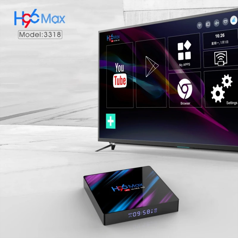 H96 MAX tv BOX сетевой плеер 4K светодиодный экран 2,4G/5G Wifi Bluetooth ключ с дистанционное управление, разъем hdmi кабель