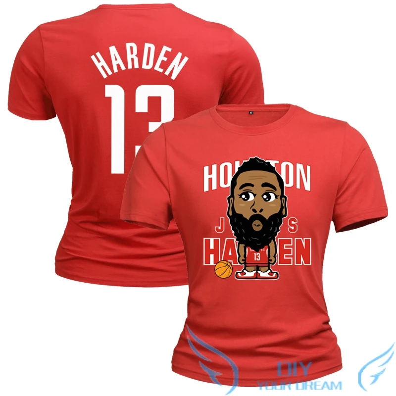 

2019 Men james harden cartoon version T shirt funny Cotton Short Sleeve Men's cool Printed T-shirt Male