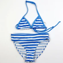 Комплект бикини для девочек, детский купальник в синюю полоску, купальный костюм из двух предметов для девочек, детская одежда для плавания, купальные костюмы для девочек