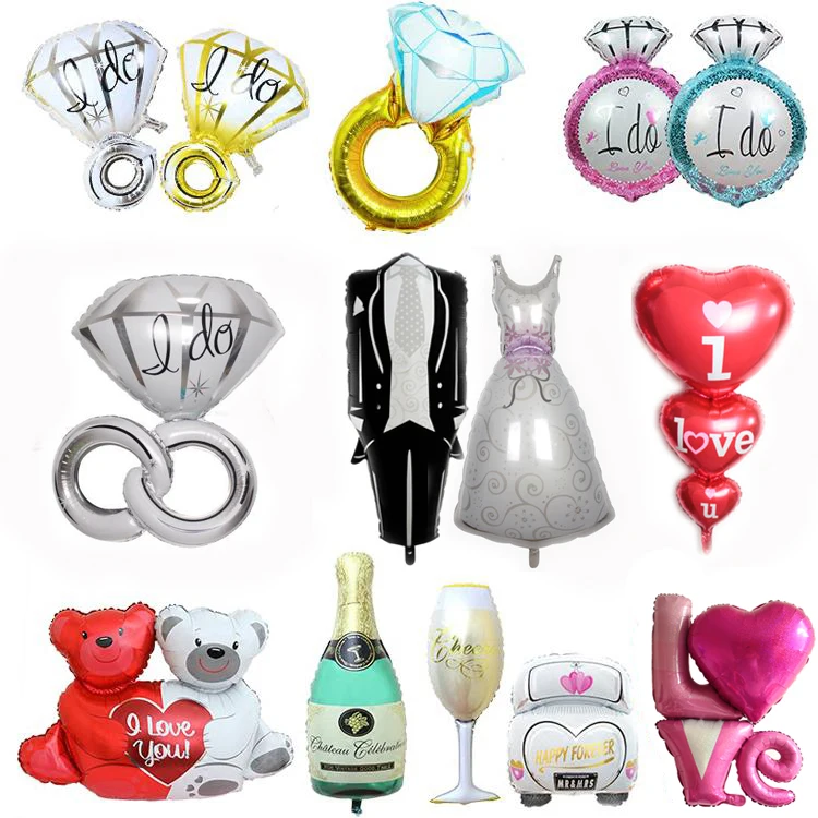 

Bride and Groom Foil love Heart Balloons Decor Wedding Balloons Aluminum Ballon Engagement Baloon Anniversaire Party Supplies