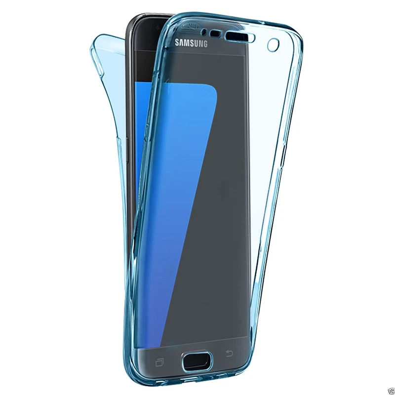 Двойная силиконовая крышка чехол для samsung Galaxy S6 S7 край S8 S9 плюс A6 A8 A7 J4 J6 J8 J2 Prime J7 J5 J3 A5 J7 Neo Core - Цвет: Blue