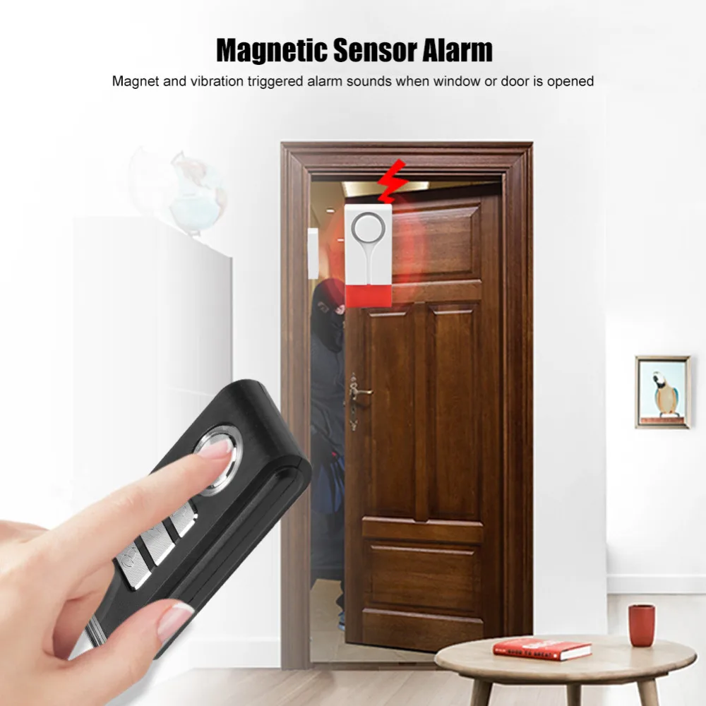 

Wireless Magnetic Alarm Unit Small Standalone Independent Door Sensor Alarm Security Protection alarm+Remote Control