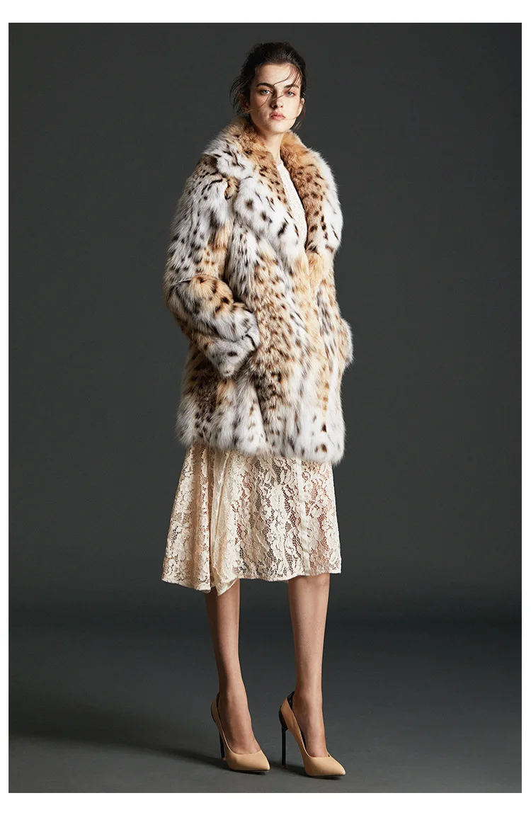 Sju2018 high luxury product imports the bobcats big long coat in female fur coat lapels