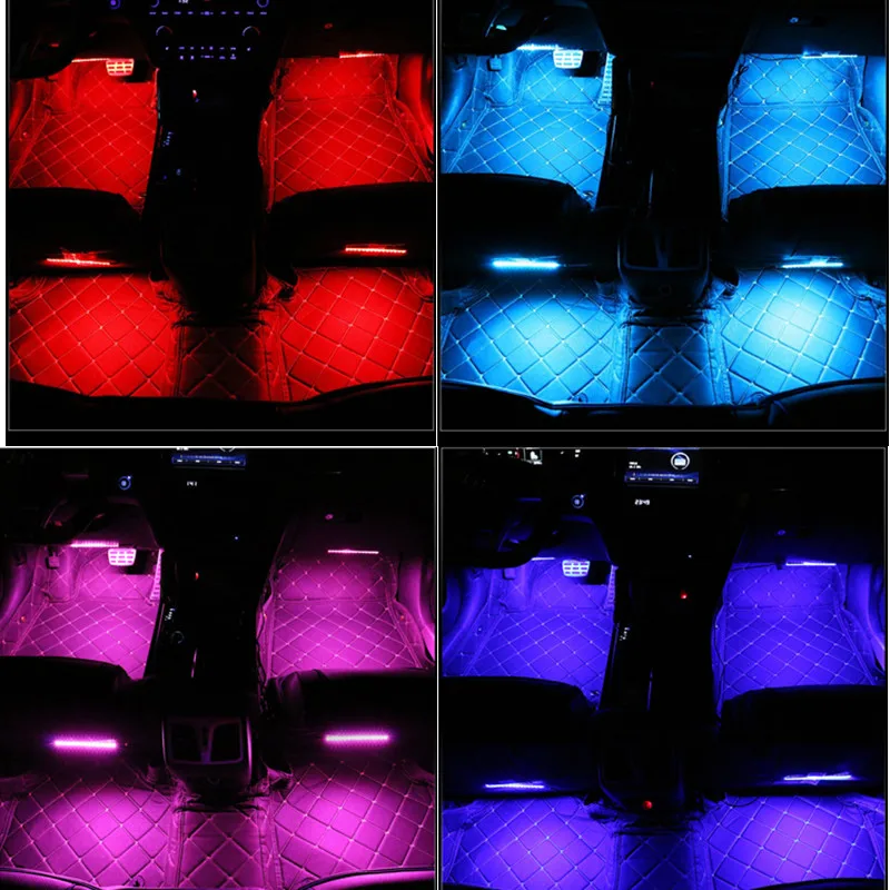  Car RGB LED Music Voice Sound Control Car Interior Decorative Atmosphere Auto RGB Pathway Floor Lig - 32977959808