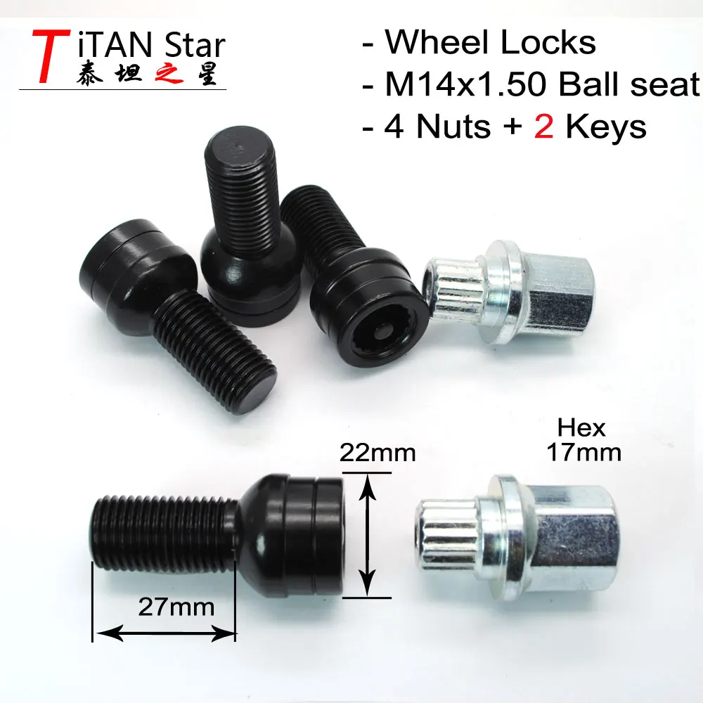 Llantas castillo skoda Octavia tornillo m14x1.50x25 kegelbund 60 ° antirrobo