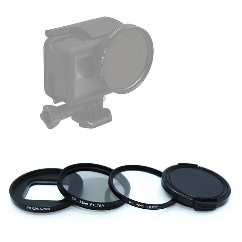 Go Pro Hero 5/6 52mm UV CPL Filter Adapter Ring Lens Protective Cap for